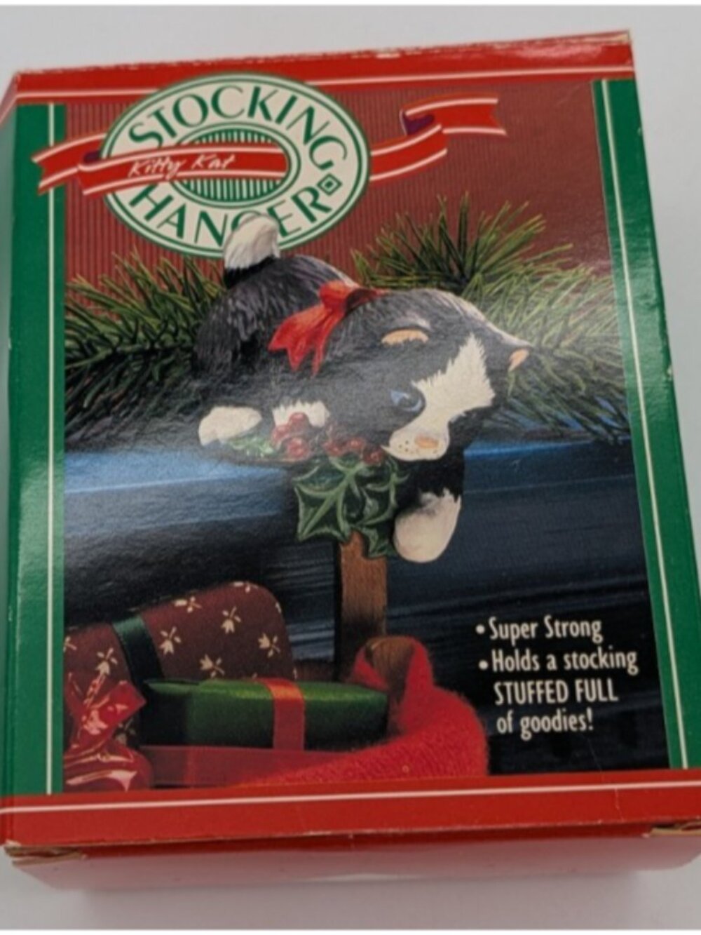 Hallmark Ornament 1988 Kitty Cat Stocking Hanger VINTAGE Black Cat Christmas